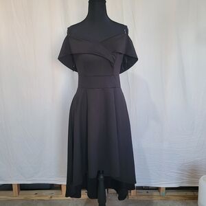 Chic Off-Shoulder Black High Low Dress